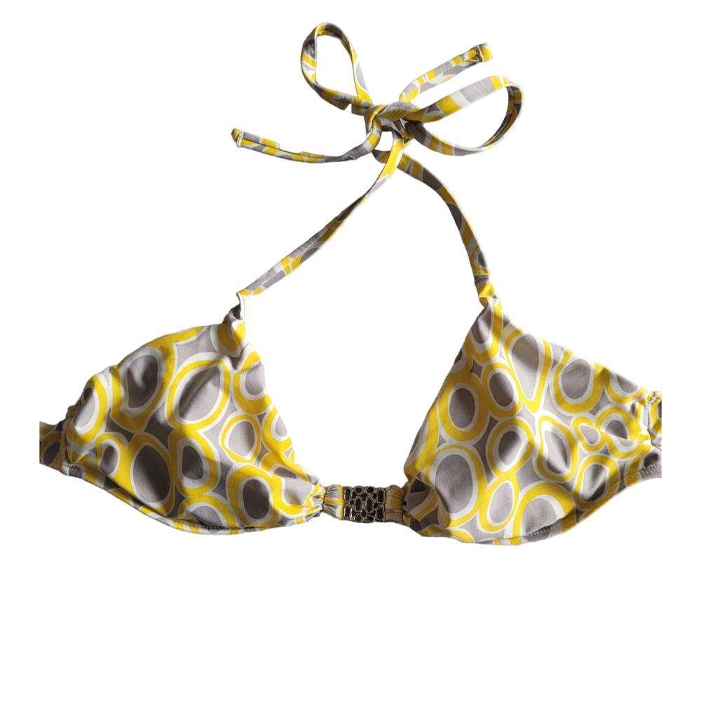 Designer Trina Turk Gorgeous Yellow Halter Bikini Top, sz. Medium